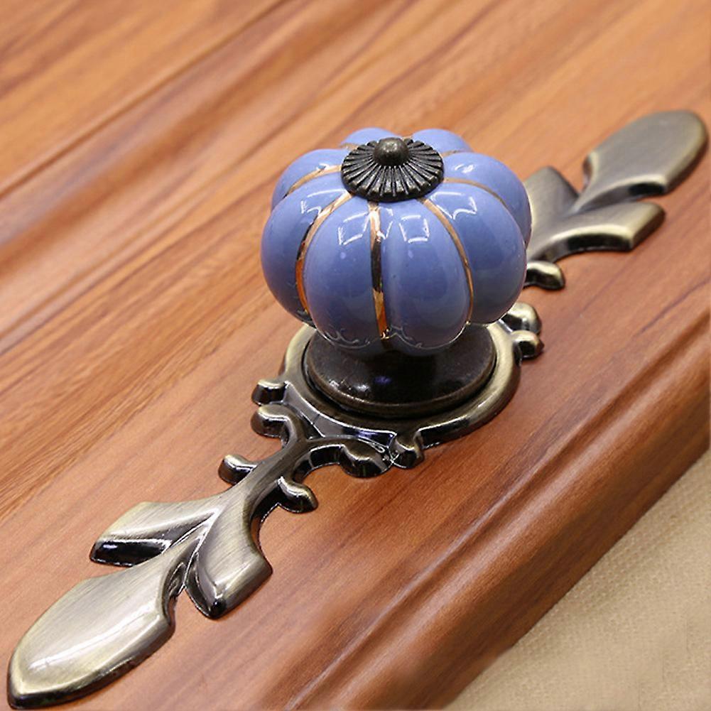 Pumpkin Shape Ceramic Drawer Pull Handle 170x43x40mm Royal Blue