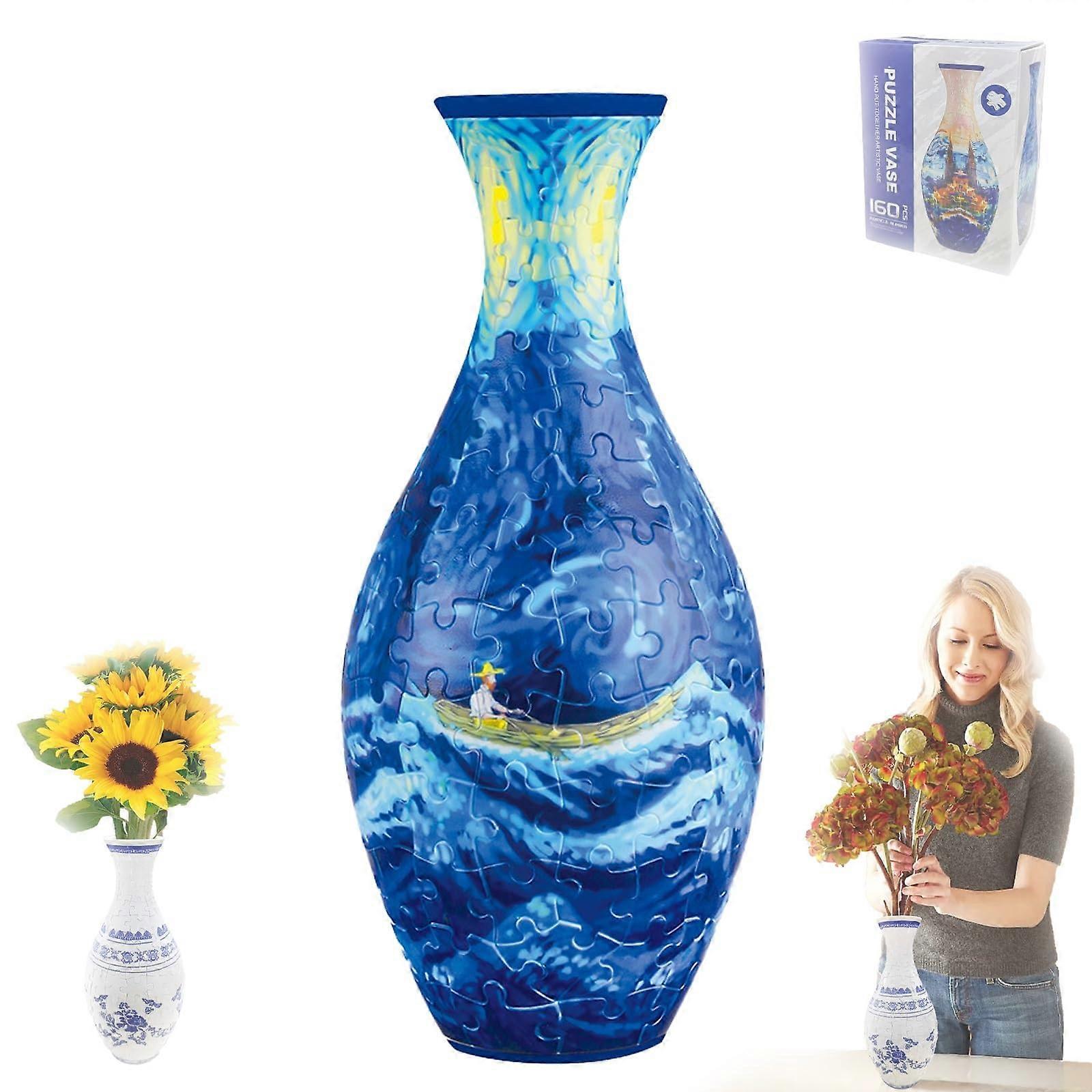 Exquisite 3D Puzzle Vases for Home Decoration - Decorative Resin Vases, Modern Art Style, Multicolor, 10-Inch Size