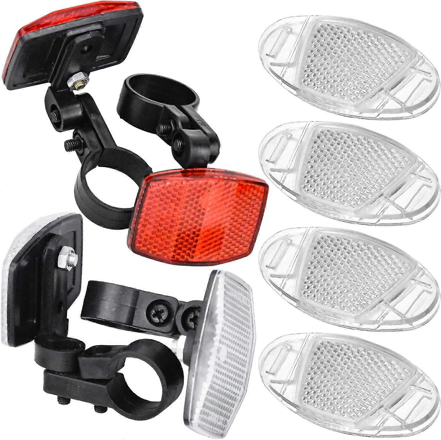 8 Pcs Set Bicycle Spoke Reflector, Anti-Drop Spoke Reflector with Front Handlebar Bracket Rear Seat Tube Bracket Bicycle Indicator Lamps