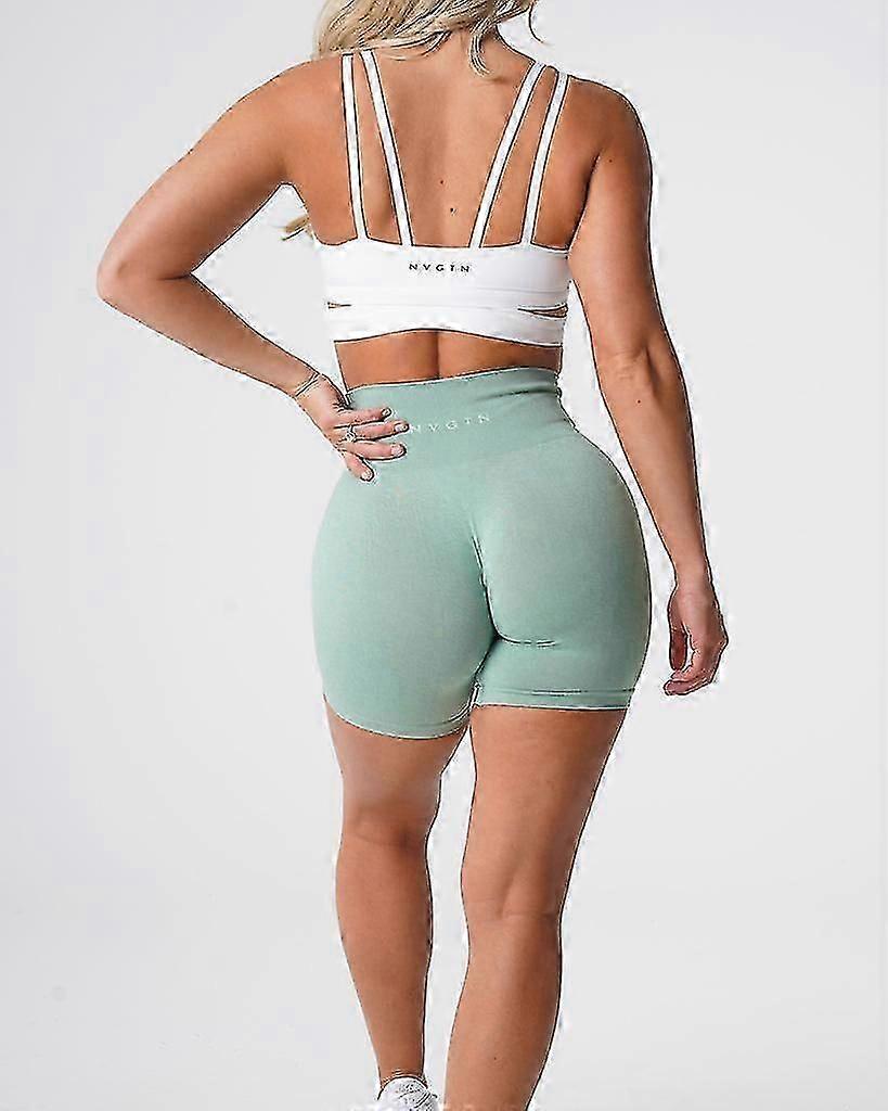 Nvgtn חלקה פרו מכנסיים קצרים ספנדקס מכנסיים קצרים אישה כושר אלסטי נושם מרים ירך פנאי ספורט ריצה