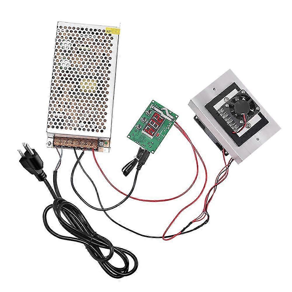 DIY Peltier Cooler Kit 12V Semiconductor Cooler Peltier Cooling System, Heatsink Module Kit+Thermostat Set, US Plug