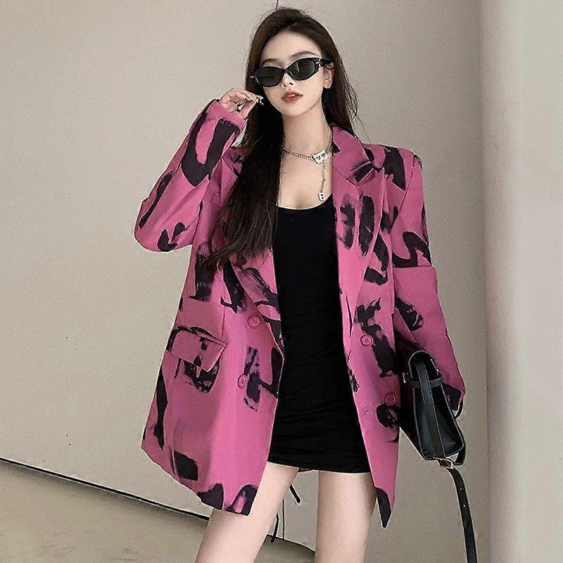 Spring Autumn New Style Women High Sense Fashion Printing Loose Coat And Jackets