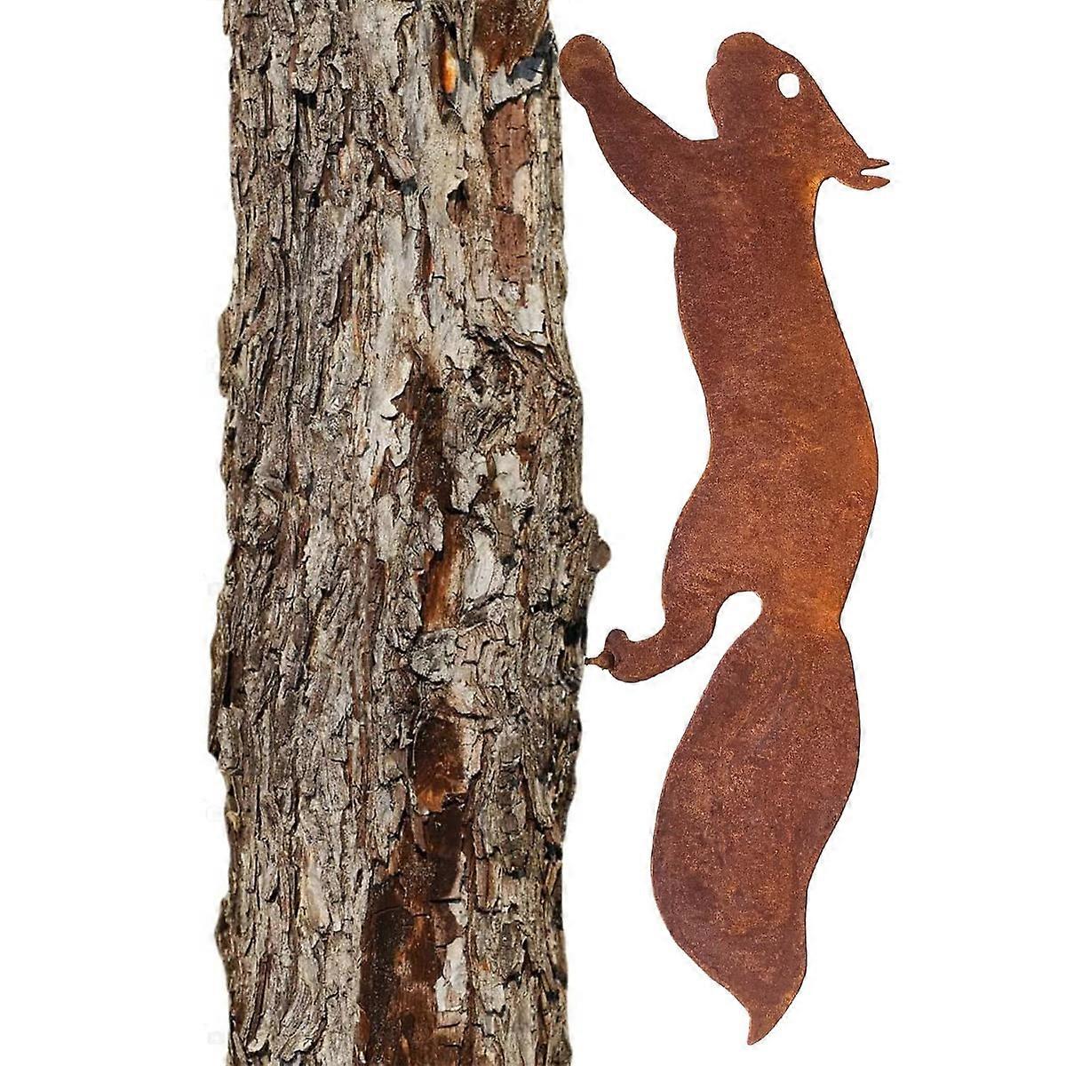 Tree Squirrel - Metal Garden Decoration - 30cm - Natural Rust