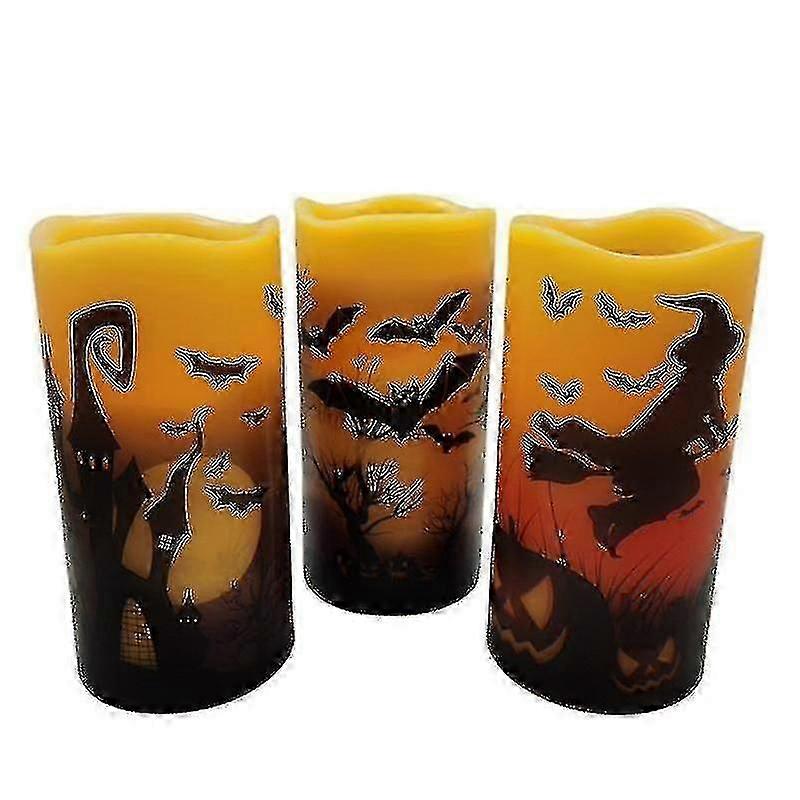 Flameless Flickering Candle Battery 6 Hour Timer Real Wax Led Pillar Candles Warm Light Castle Witch