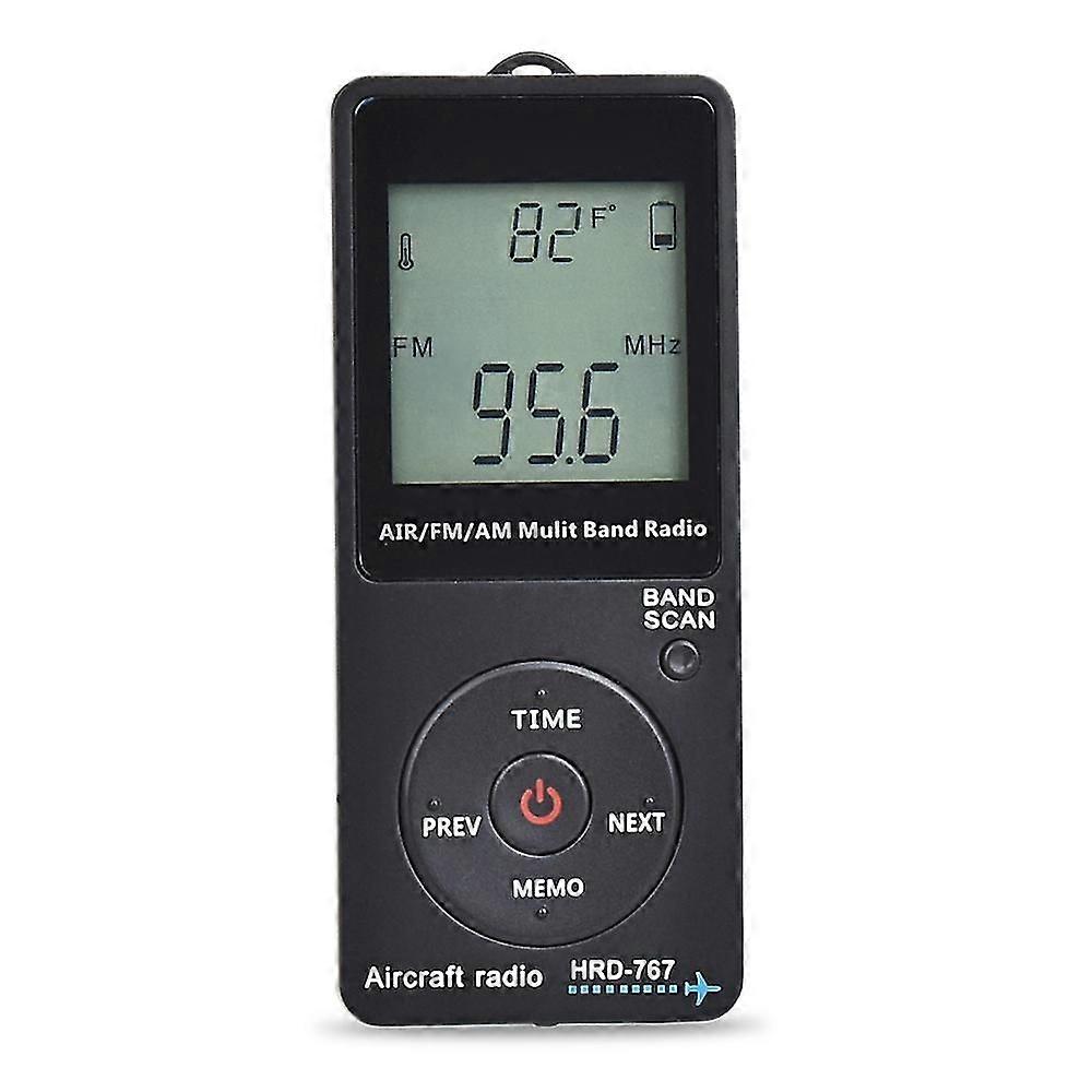 HRD-767 FM/AM/AIR Multi Band Radio Aircraft Band Radio Receiver Blacklit LCD Display Lock Button wit