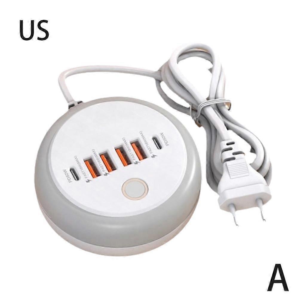 Circular PD Socket 50W Desktop Multi Port Intelligent Socket Night Light Socket