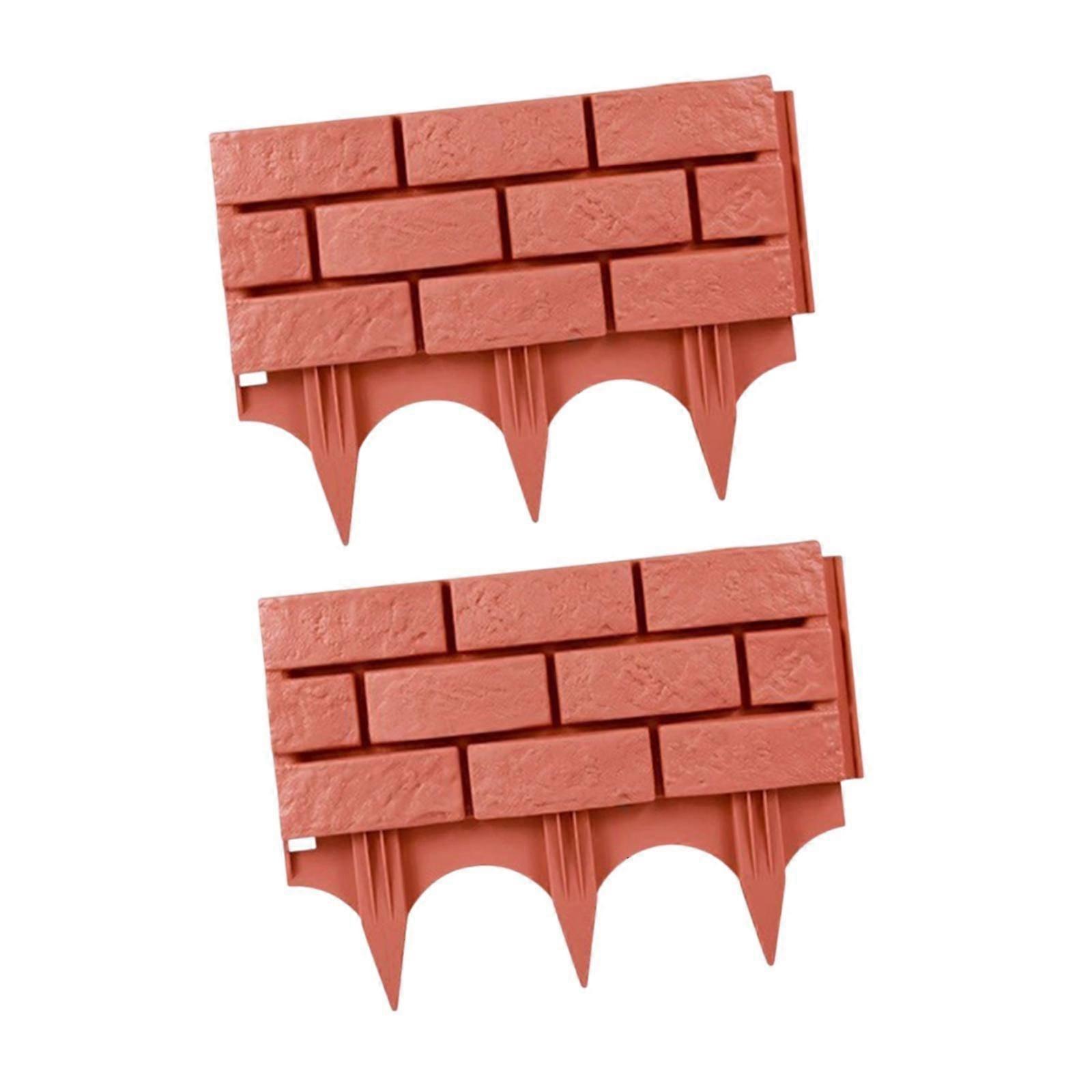 2 Pieces Garden Fence Edging with Stakes Landscape Edging Border for Pathway Red