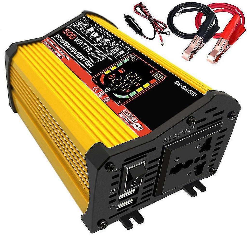 12v To 220v 500w Intelligent Vehicle Inverter Lcd Display Dual Usb -GSL