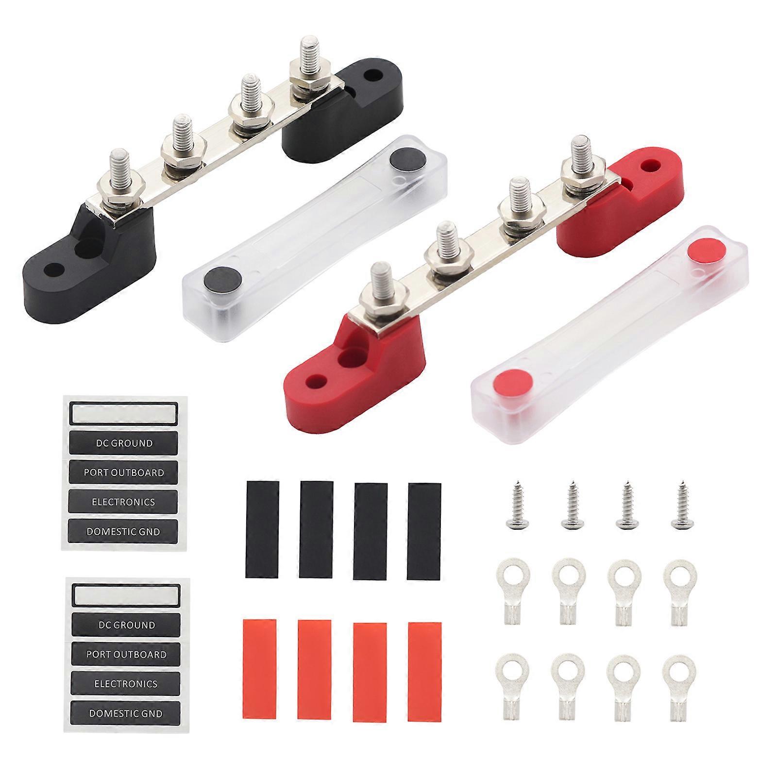 Industrial Grade 100A Busbar with 4 Terminals Secure & Efficient 4 Way Bubsbars Durable Suitable for Trucks RVs & Boats a pair