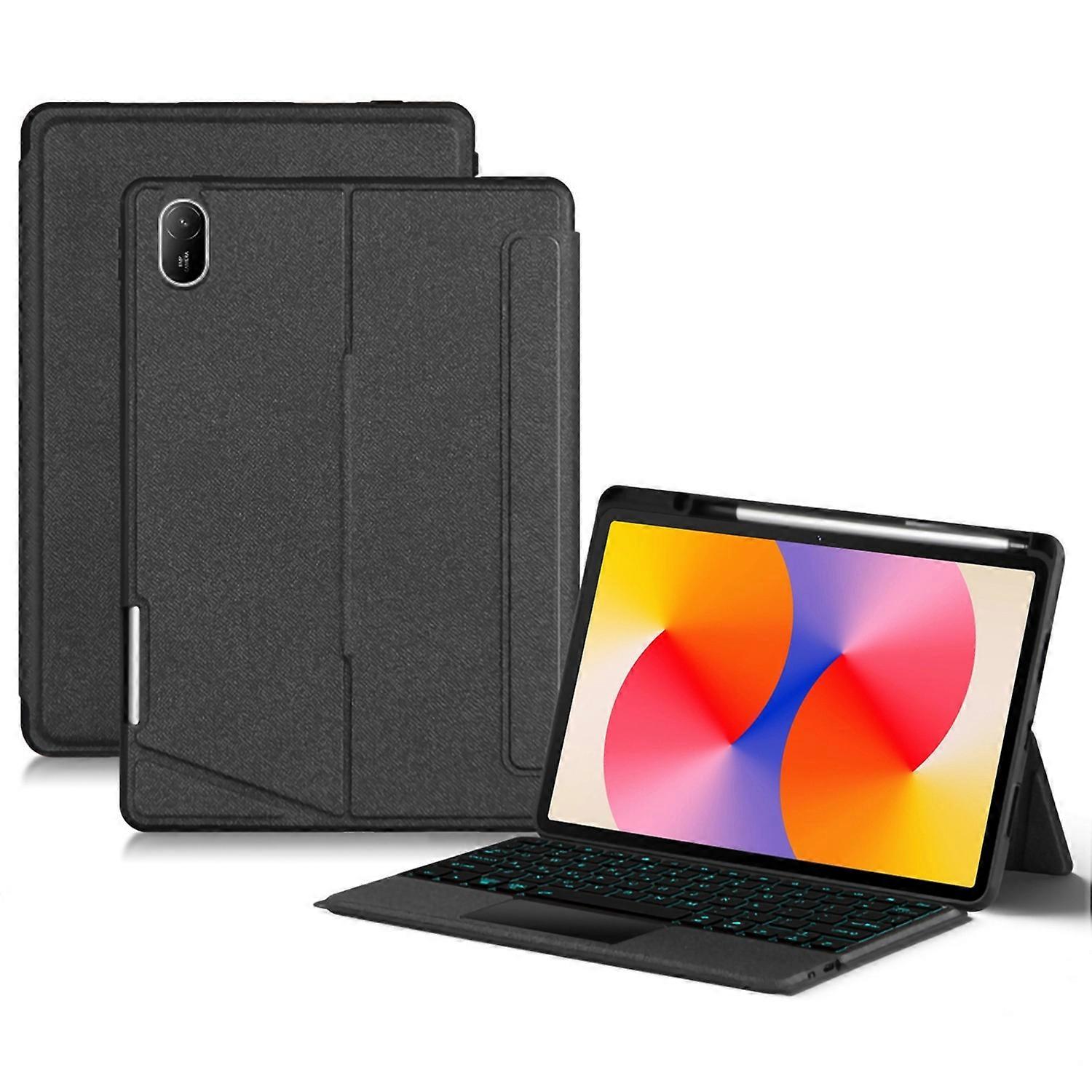 Compatible with Huawei MatePad SE 11 Leather Case + Bluetooth-compatible Keyboard with Backlight Tra