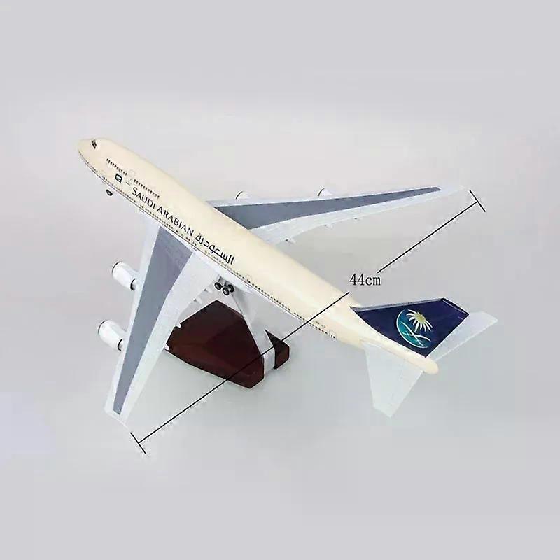 B747-400 Aircraft Saudi Arabian Airlines Model 47CM 1/150 Scale Airplane Diecast Resin With Light and Wheels Plane Toys Airplane