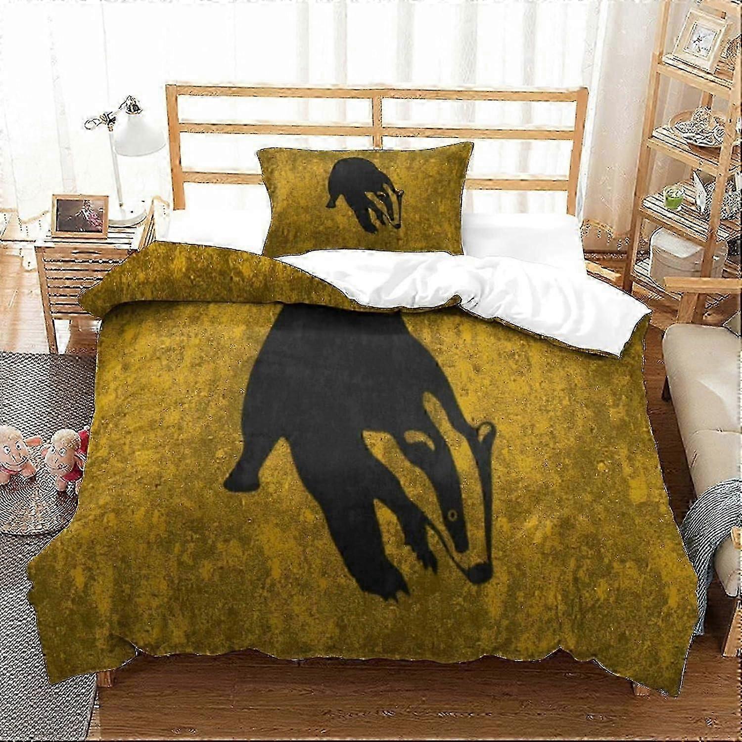 J1798 Lakan Hufflepuff påslakan set mönster sängkläder set digitaltryck 3D täcke överdrag mikrofiber överkast lakan BBA1798