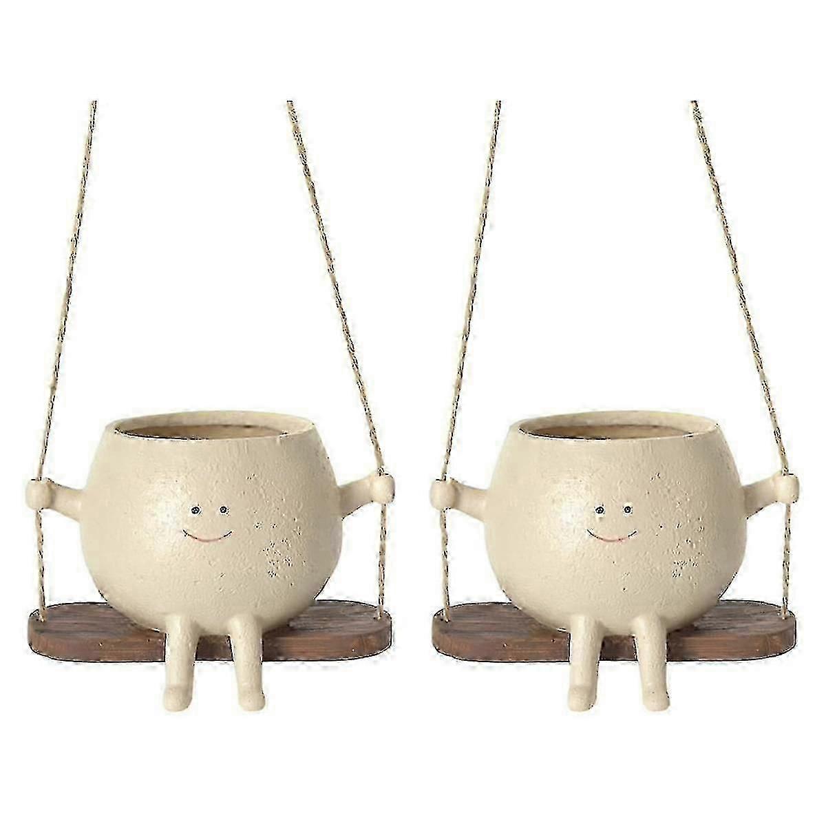 Shanghai Yangxin Swing Face Planter Pots Cute Wall Hanging Resin Flower Head Planters For Indoor & O