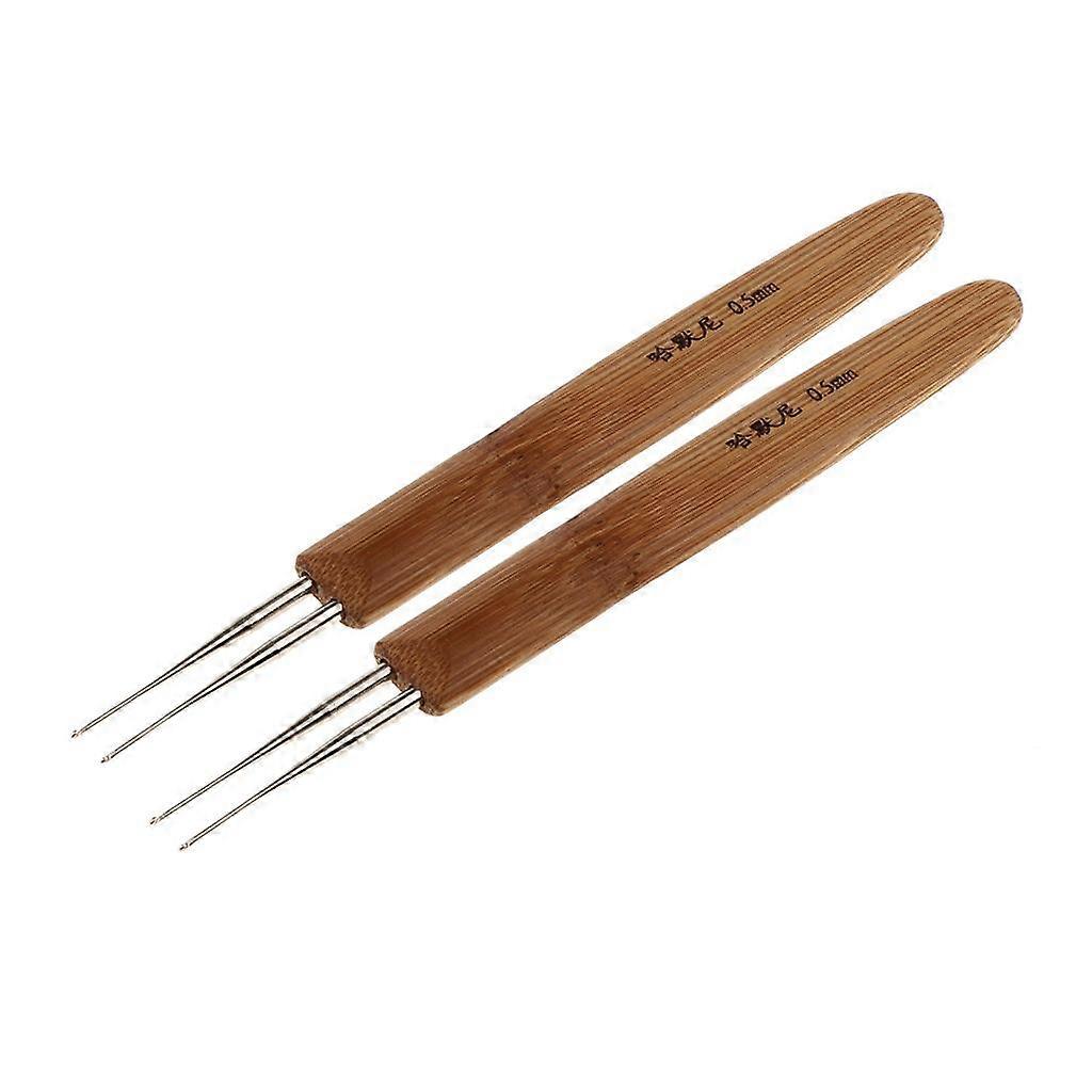 2pcs Bamboo Hair Extensions Weaving Crochet Double Dreading Hooks Tool for Braid