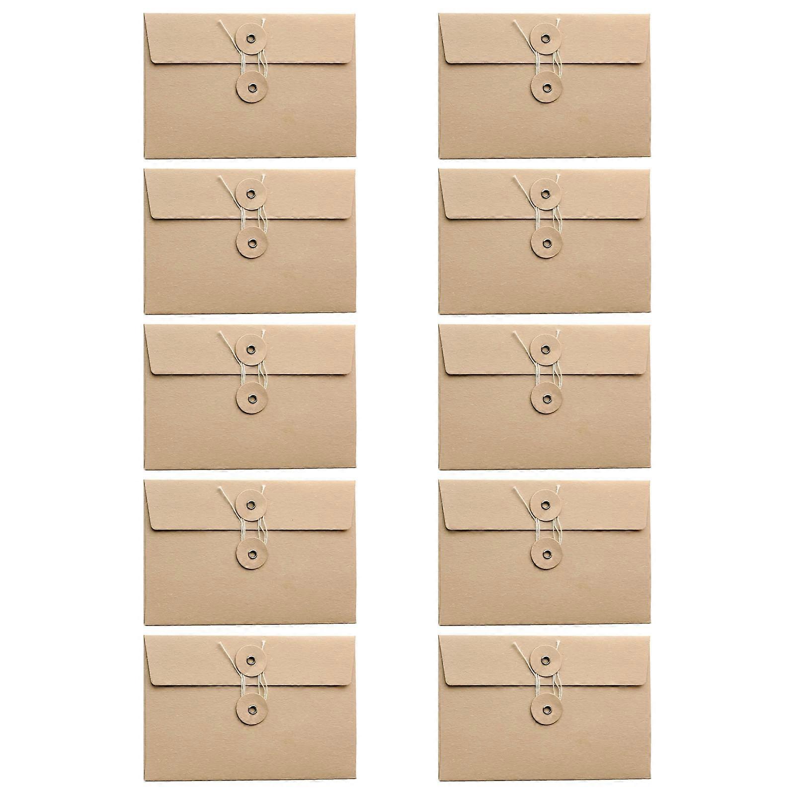 Kraft Paper Envelopes with Button and String for Postcards and Photos  Meeting Document Project Contract Bill  light brown