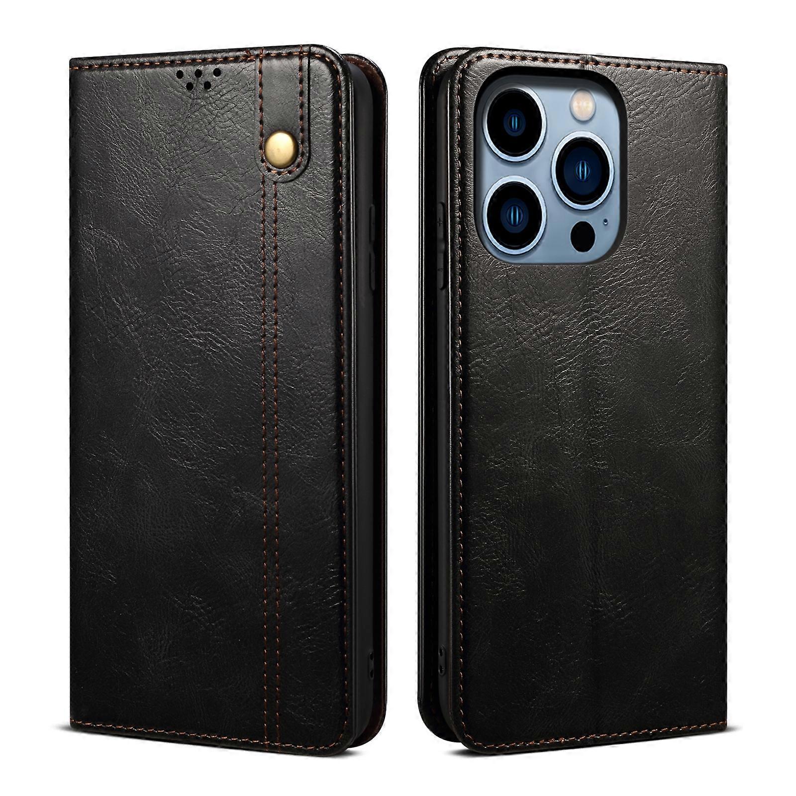 Läderfodral med oljevax och galen hästtextur