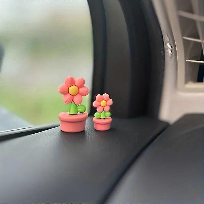2 Cute Little Red Flower Car Center Console Window Decoration Creative Personalization - Car Decoration, Home Toy Decoration