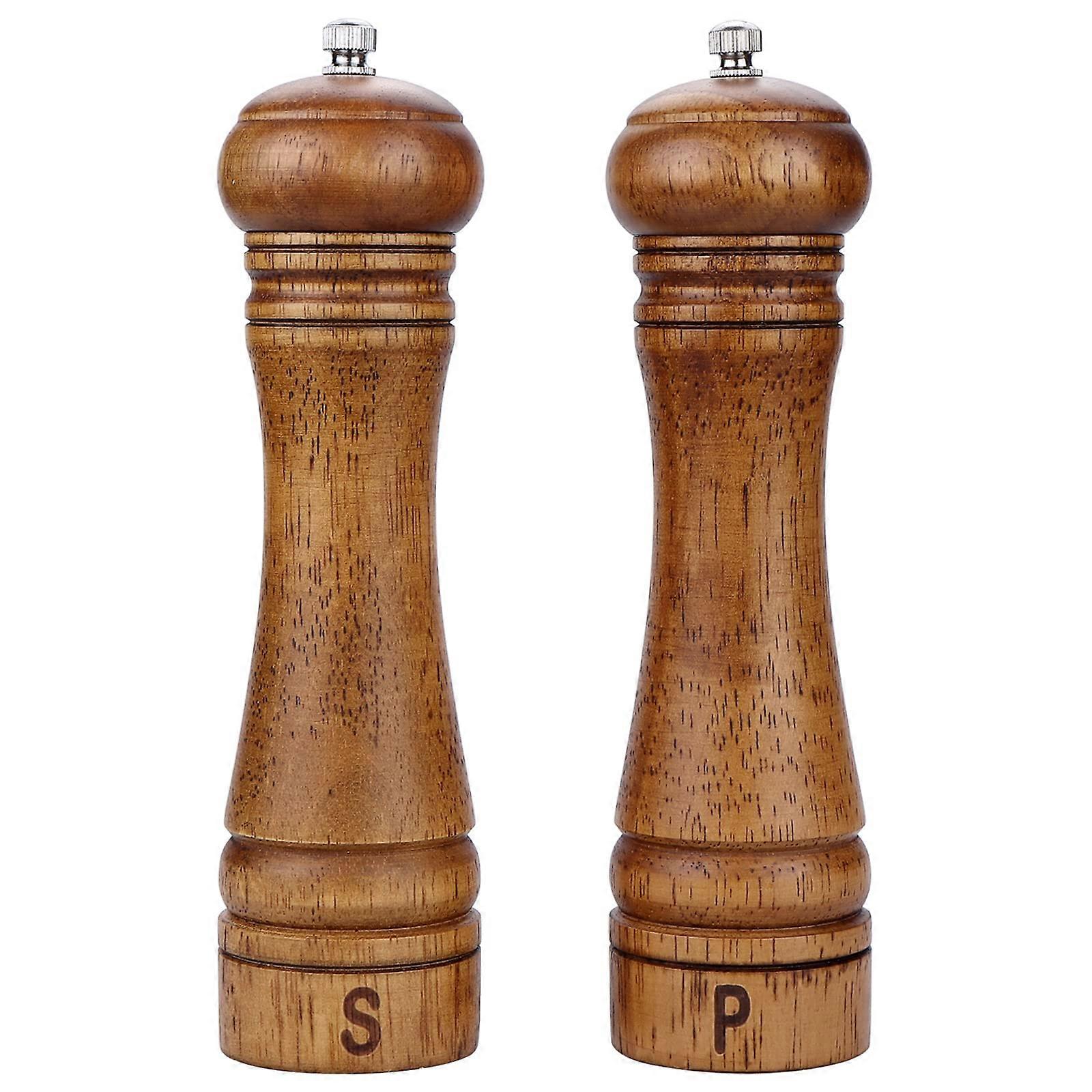 2 Pack Adjustable Coarseness Ceramic Grinding Mechanism Refillable Pepper Grinder 8 Inch Adjustable Grind Settings Pepper Mill Set