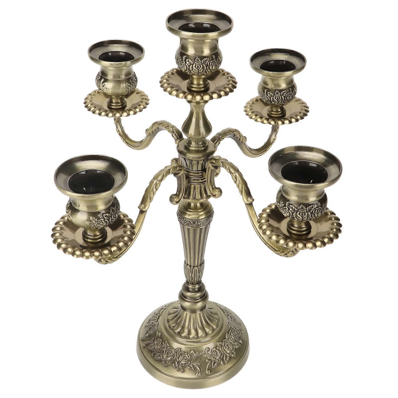 5 Arms Candelabra Scratch-Resistant Rustproof Vintage Tall Metal Candelabra for Weddings and Parties