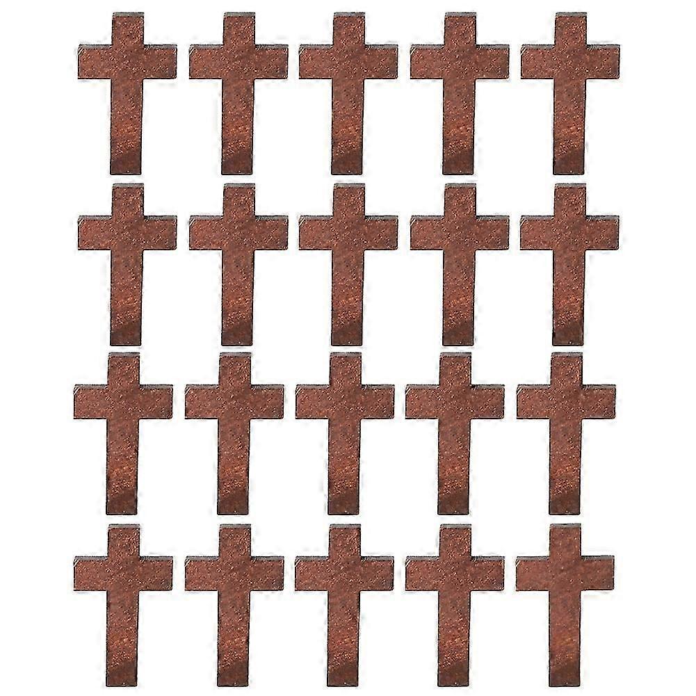 20pcs Crucifix Shape Wooden Art Craft Decoration for Catholic Christian Jesus (Coffee)