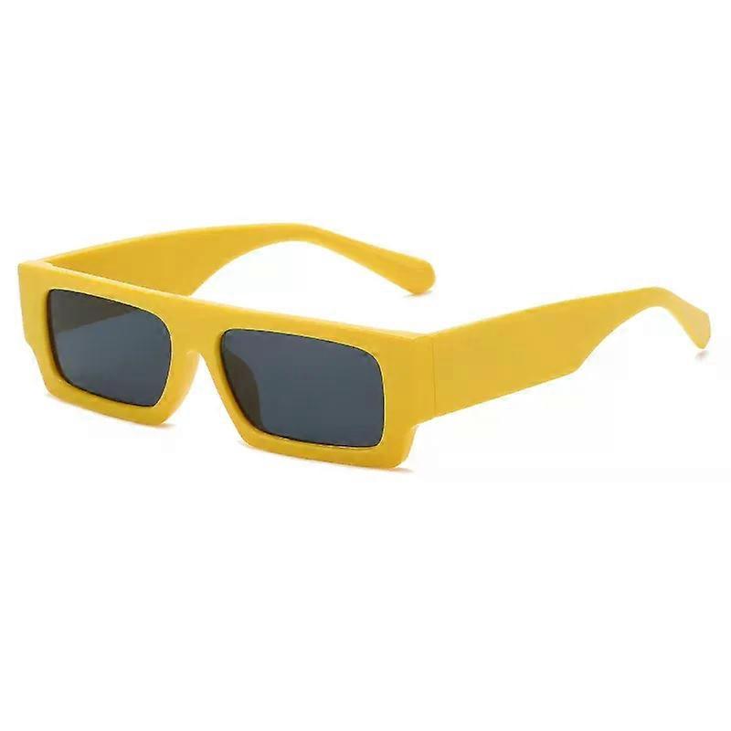 النظارات الشمسية الرجعية مربعة أزياء إطارات صغيرة الرجال النساء ظلال مستطيل خمر أصفر أسود نظارات شمسية نظارات Steampunk