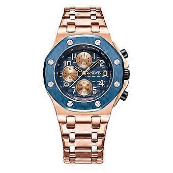 OCHSTIN 6100D Multifunktionale Quarz Wasserdichte Leuchtstahlband Herrenuhr