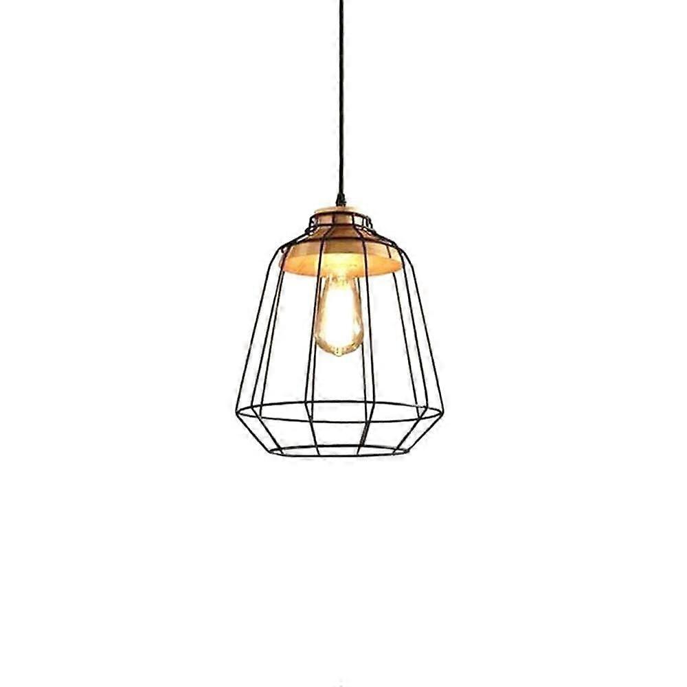 Modern Simple Wood Iron Frame Chandelier Pendant Light for Kitchen Island, Color A, Adjustable Size, Industrial Style