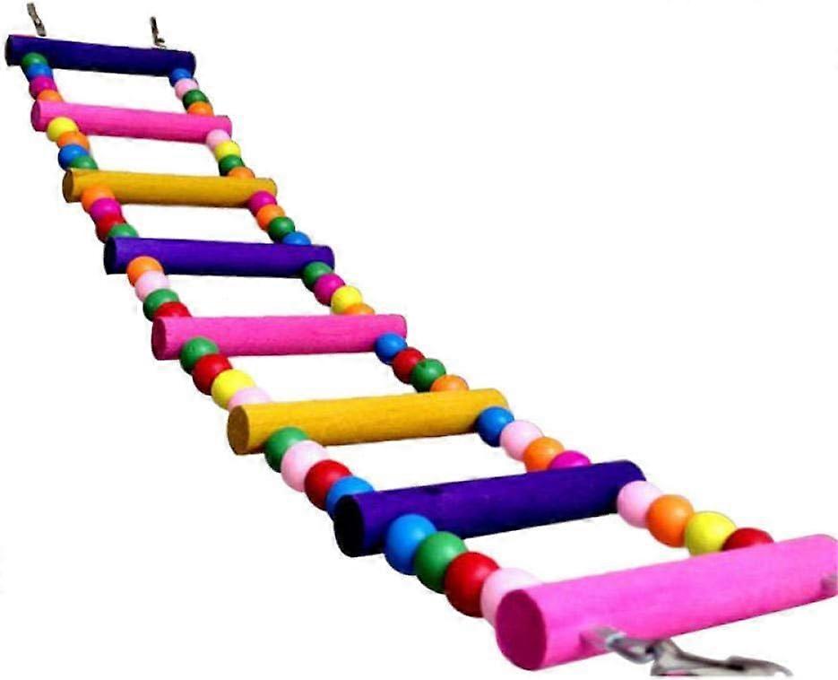 Bird Ladders Parrot Wood Colorful Climbing Ladder Toy 40Cm Rope Hamster Bites Harness Cage 2Pcs Durable Design