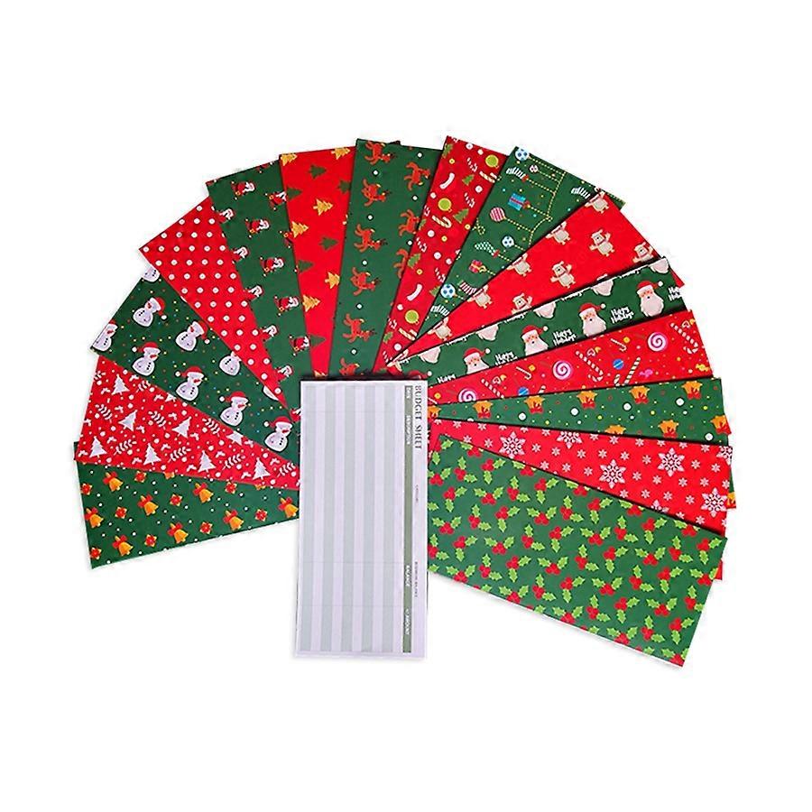 15 Christmas Envelopes +15 Budget Sheets + 24 Label,for Money,Receipt
