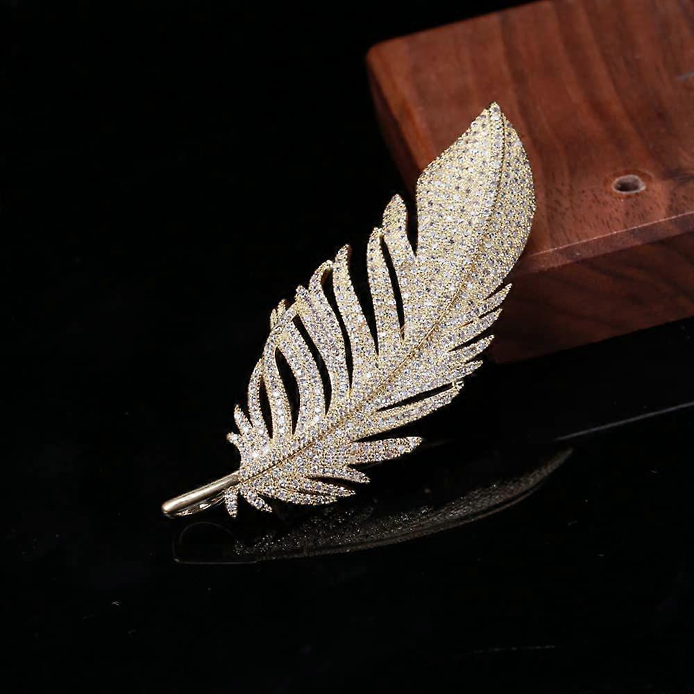 Rhinestone Feather Brooch Pin Gift for Mom