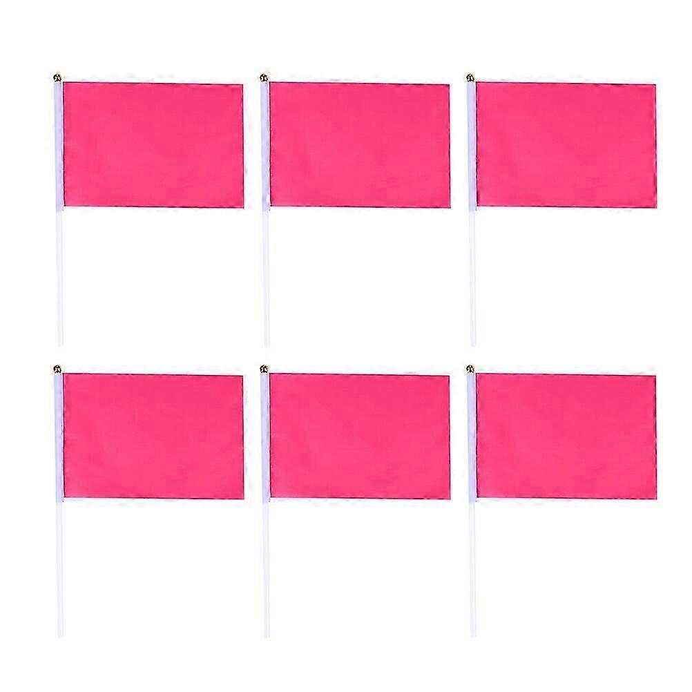 50pcs Handheld Square Flags Solid Color Mini Flag Party Supplies Party Celebration Flags (Rosy)