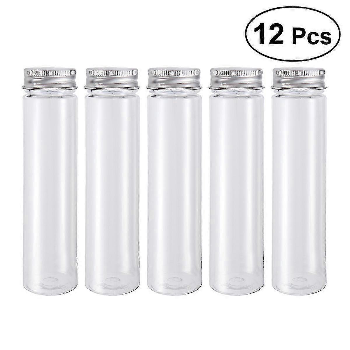 Transparent Plastic Test Tubes with Secure Lids – 12 Units, 110ml Capacity