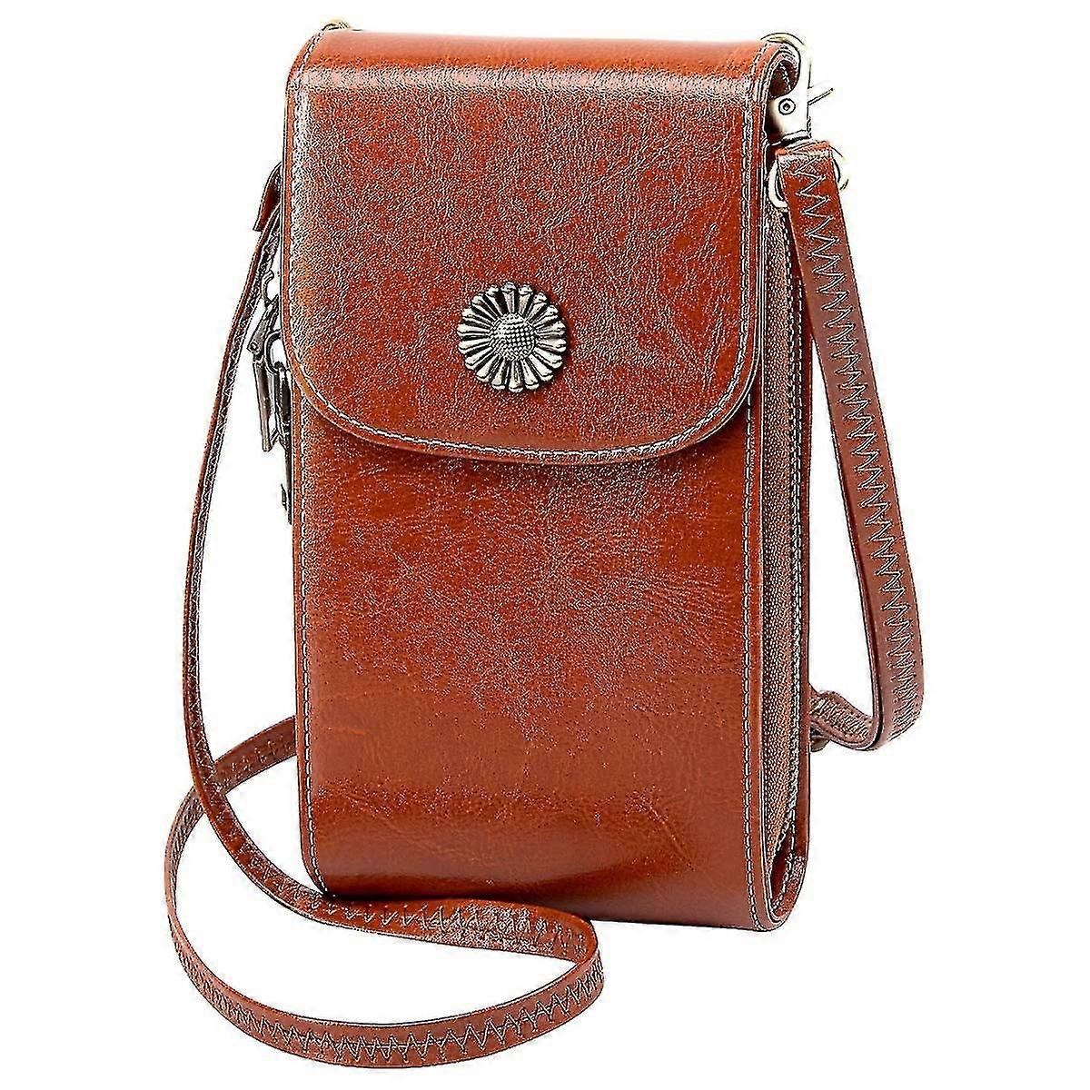 女性用クロスボディバッグ（5つのカードスロット付き）本革製携帯バッグ（女性用）