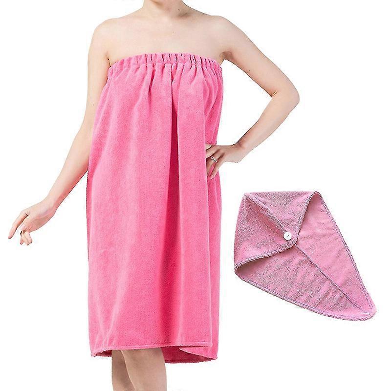1 Set Badhandduk Wrap Andningsbar Bra Elasticitet Mikrofiber Vattenabsorberande Hår Handduk Dusch Täck upp För Damer Cy--Rose Röd