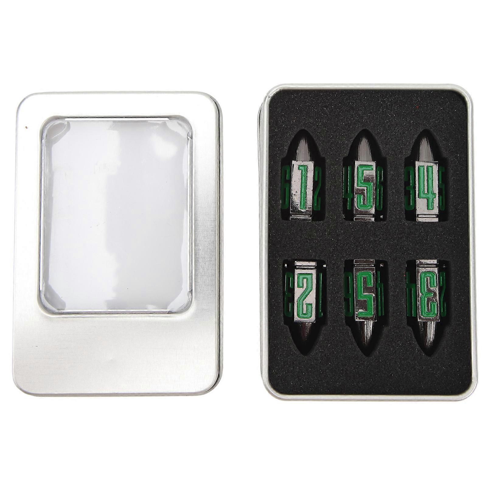 Metal Dice Set Clear Green Number Decompression Polyhedral Dice for Table Game 6pcs
