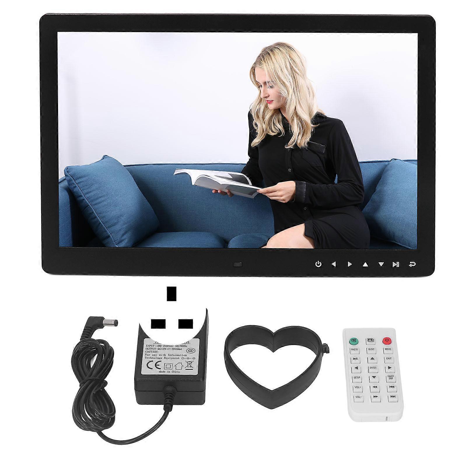15.4in Digital Photo Frame Multifunction Black with Touch Button Heart Shaped Bracket Electronic Album for Home