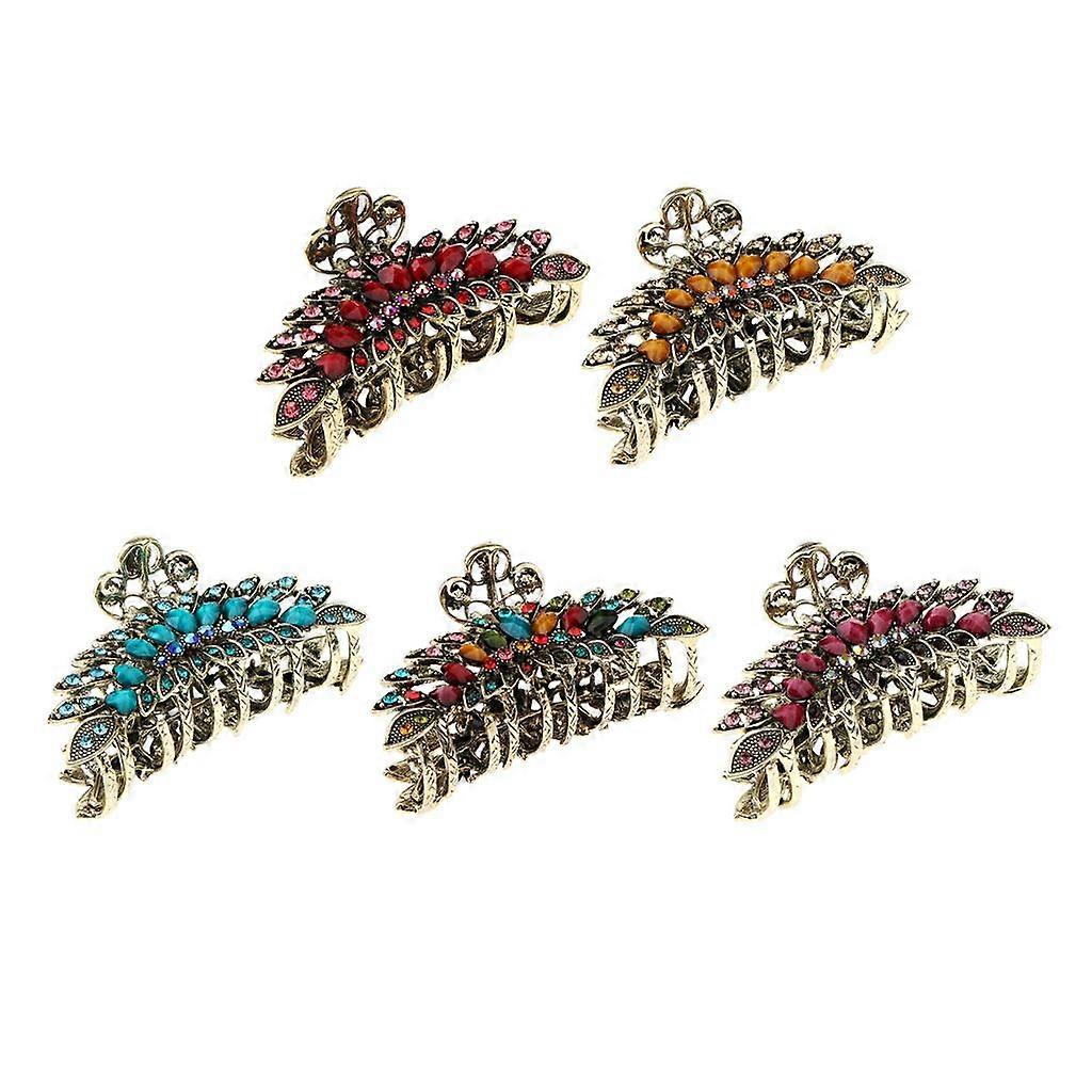 5 יחידות טופר שיער לנשים קריסטל ריינסטון קליפים לסת מהדקי חתונה לגברת