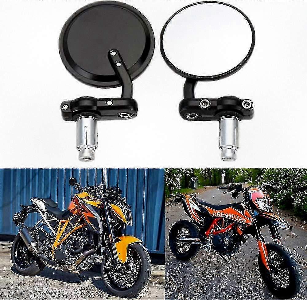 Round Motorcycle Handlebar End Mirrors 7/8 22mm, Suitable for Street Sport Bikes and Cruisers