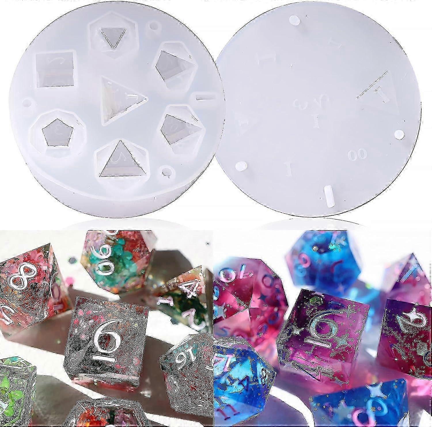 Dice Molds For Resin, Integrated Dnd Dice Resin Silicone Mold With 7 Standard Polyhedral Sharp Edge Dice Cavities For Diy Dices Making