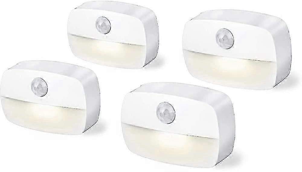 Set Of 4 3a Battery-powered Motion Detector Night Lights To Stick On Cupboards, Stairs, Hallways, Kitchen