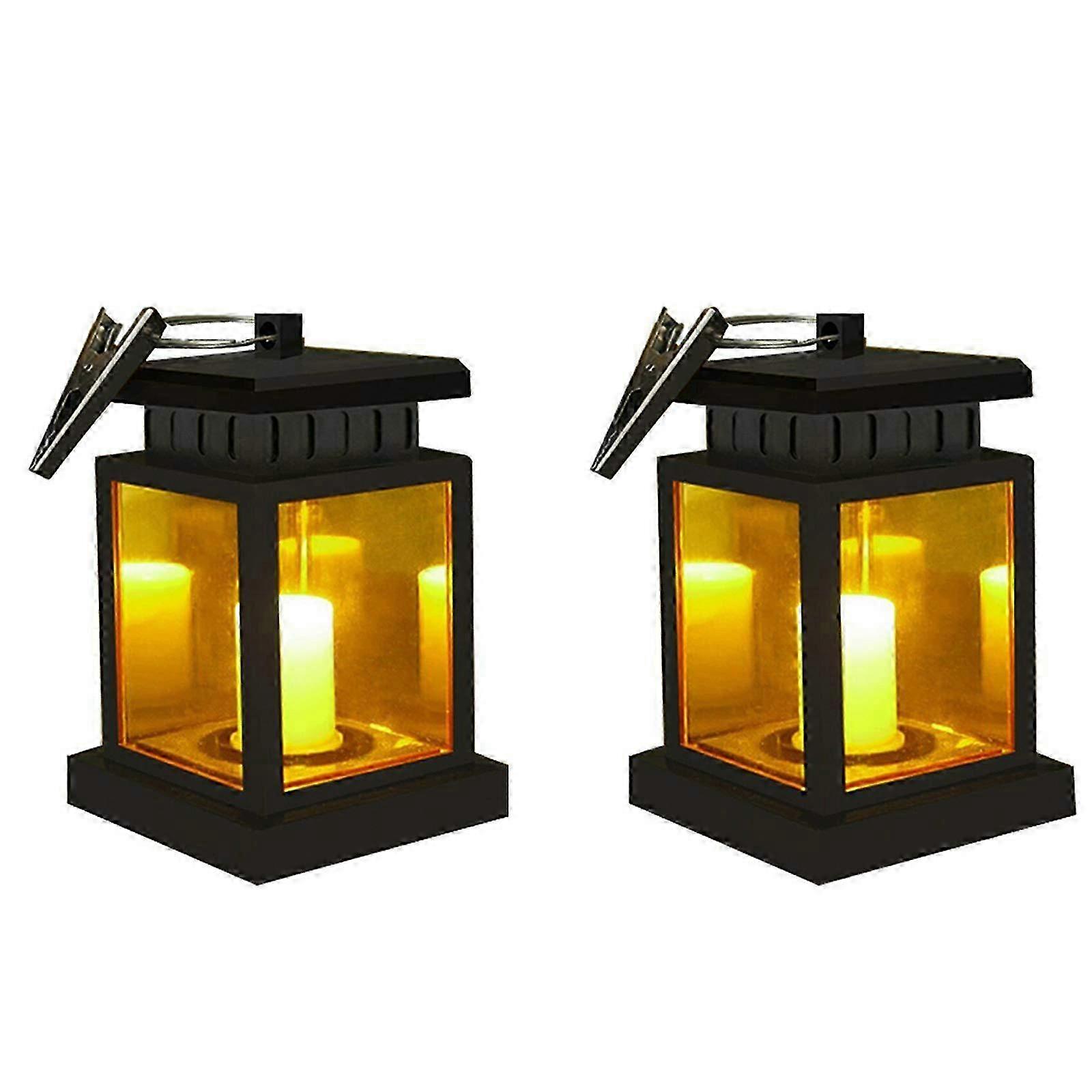 Solar LED Kerzenlaterne Outdoor Hängendes Gartenlicht mit Clip (2er Pack)