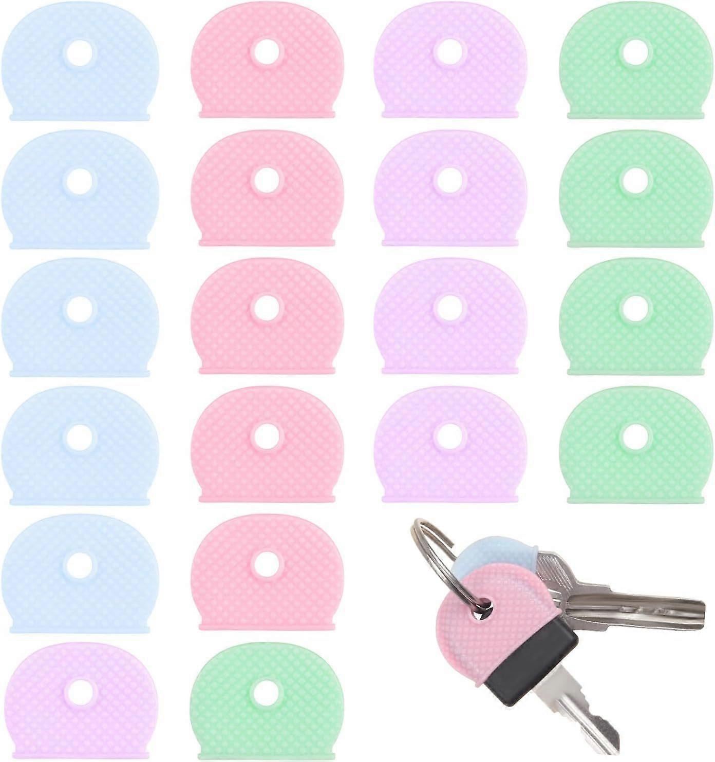 20 Pieces Key Covers, Key Top Label Set Key Identification Covers, 4 Colors