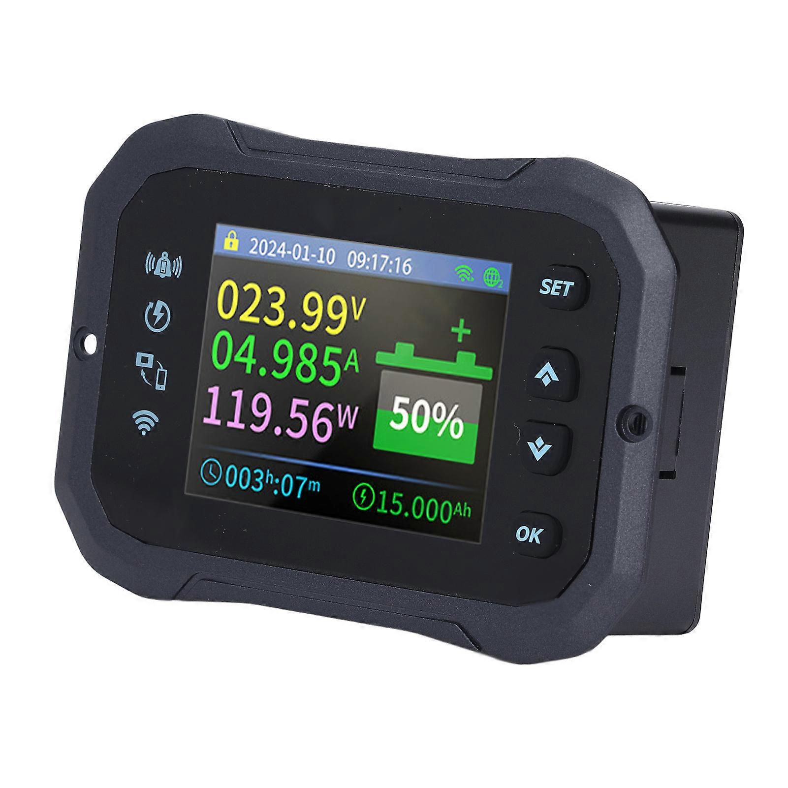 Battery Meter 2.4in Display 2 Way Wifi Remote Battery Tester for Electric Car Scooter RV 10-100V 600A 