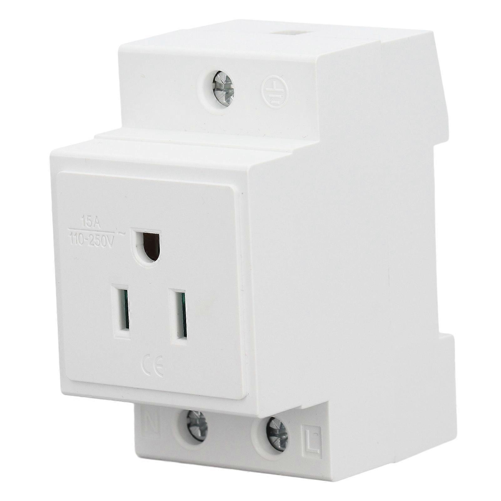 DIN rail socket with integrated protective contact and earth contact for US distribution panel AC110-250V 15A