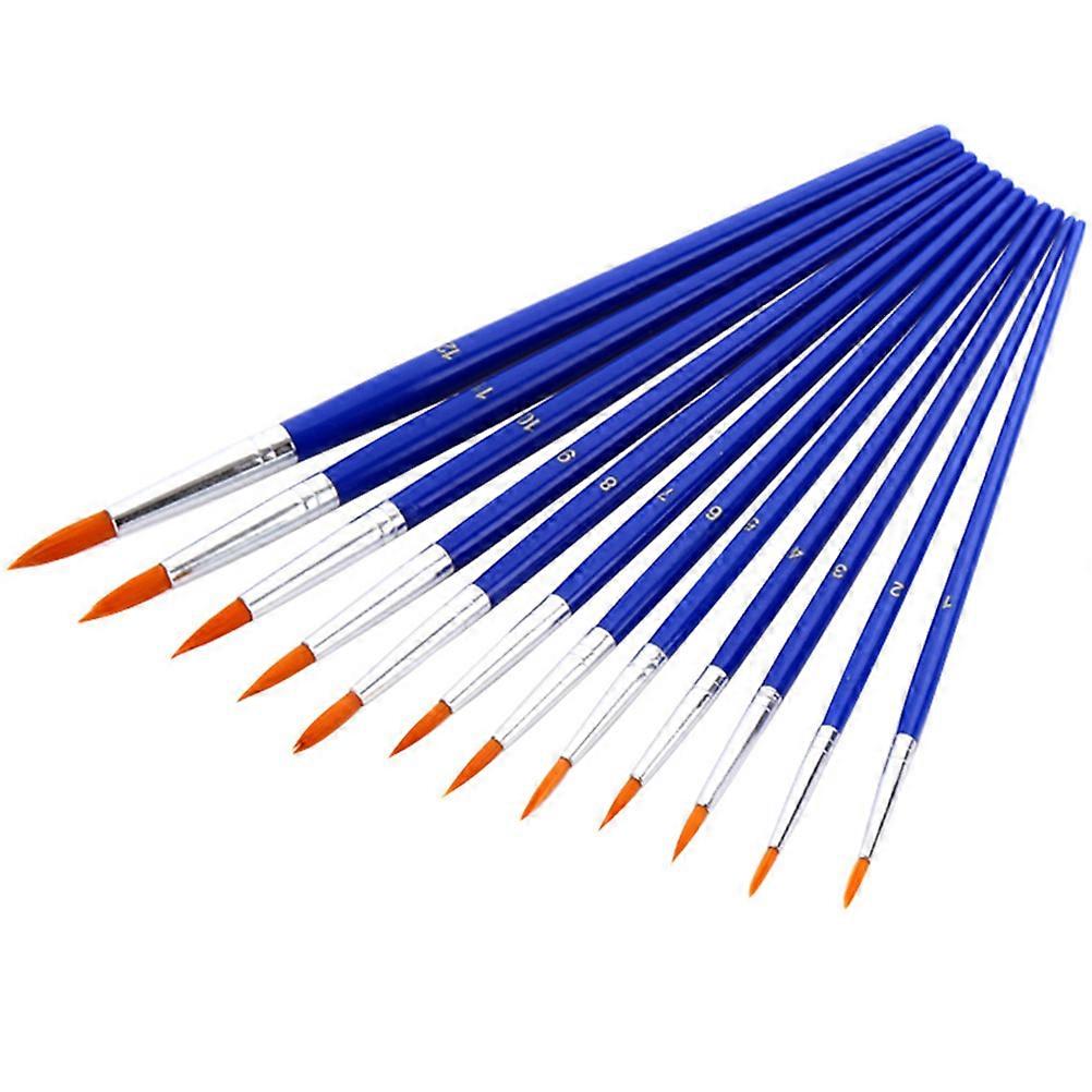 12 Piece Oil Paint Brush Set with Blue Plastic Handles – Versatile for Watercolors, Acrylics & Gouaches – Lightweight, Portable for Travel – Ideal