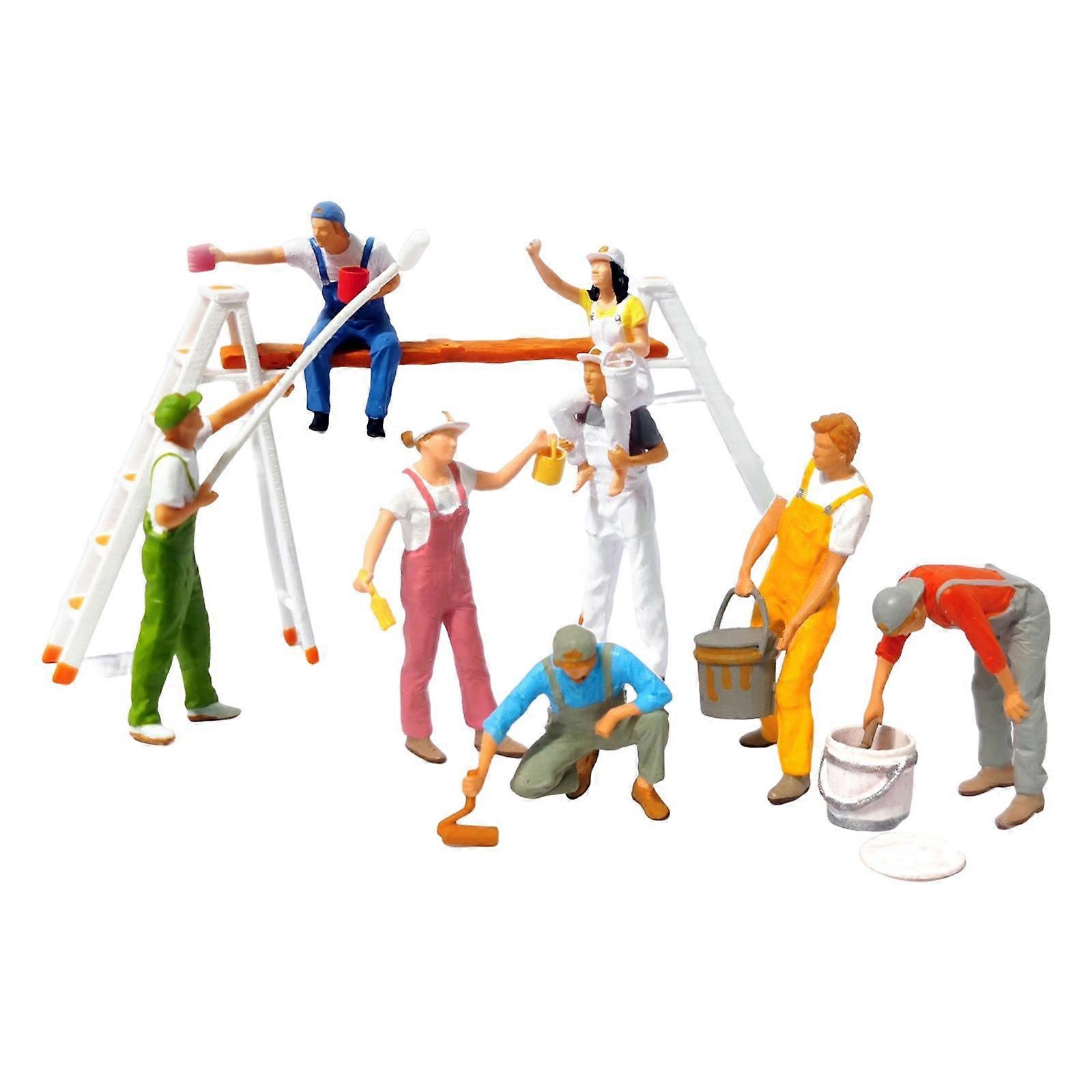 8x 1/64 Figures Painter Graffiti Scene Micro Landscape Layout S Scale