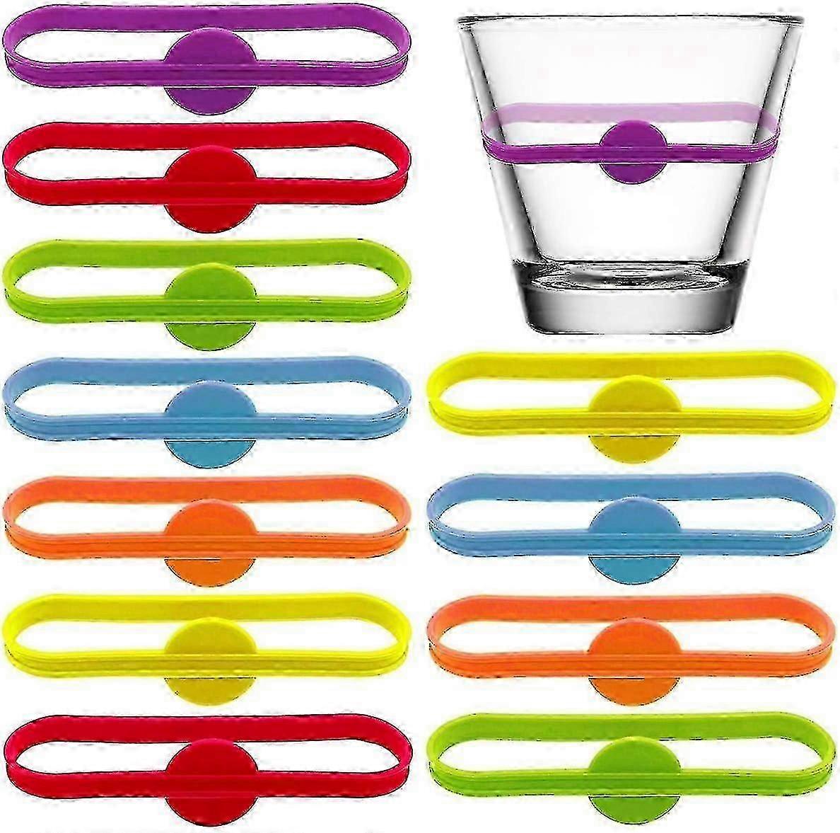 ビールグラス用のカラフルな再利用可能なシリコンドリンクマーカー - 12個セット