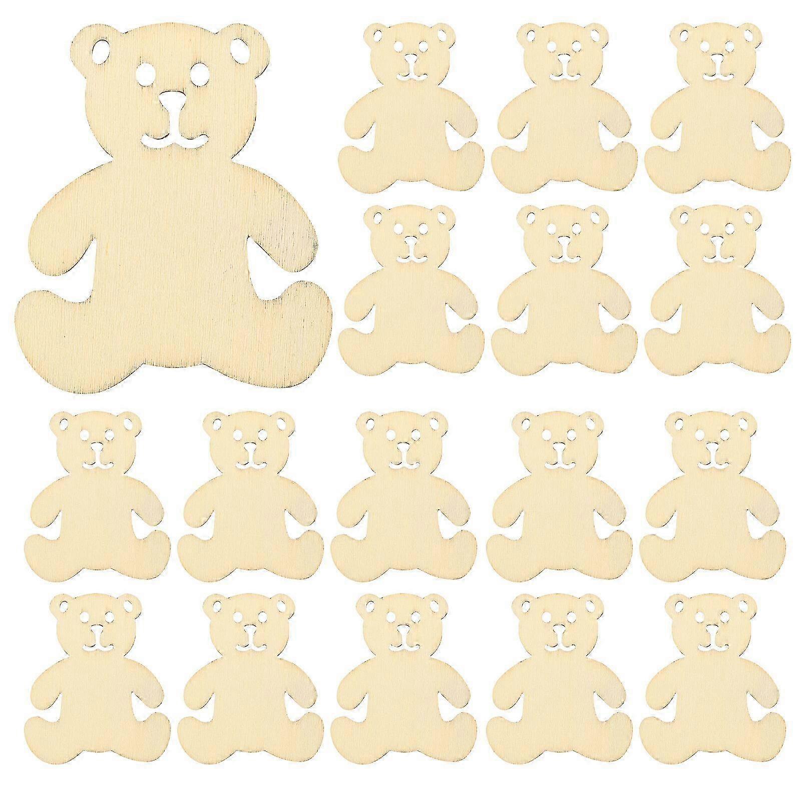 40pcs ημιτελείς ξύλινες φέτες τσιπ σχεδίου μορφής αρκούδας DIY για τη χειροτεχνία και τα εξαρτήματα εγχώριας διακόσμησης