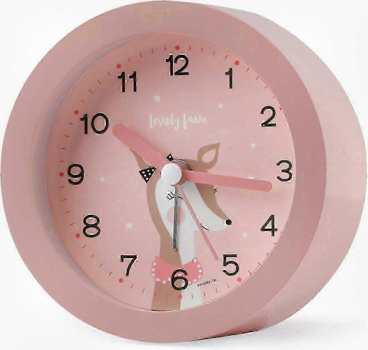2025 Children's Analog Silent Alarm Clock with Night Light, Portable for Travel, School Use, Pink