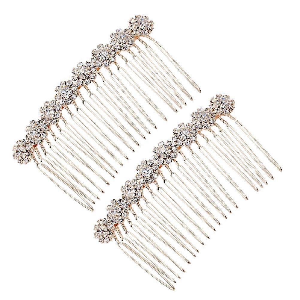 Hair Accessories Women Jewelry Inserted Comb Golden 8x4x1cm For Prom Party Church Meetings 4Pcs